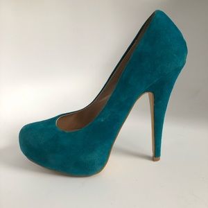 Teal Suede Aldo Platform High Heels turquoise blue